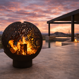 Lotus Cut-Out Steel Fire Pit